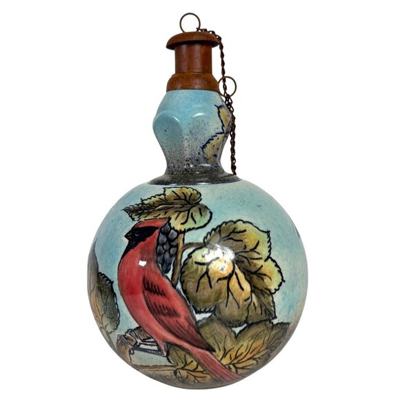 Talavera Tabletop Oil Lamp Cardinal of Peace VTG Artist Sign Outdoor Patio Torch - Picture 2 of 16